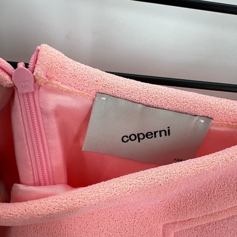 Coperni Trompe L’oeil Cady High Waisted Mini Skirt In Pink